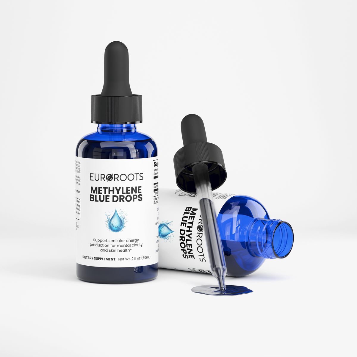 methylene blue drops, 2 bottles