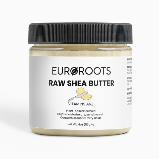 Raw Shea Butter, Shea Butter, front view, vitamin a, vitamin e, plant based formula, sensitive skin, essential fatty acids, front view
