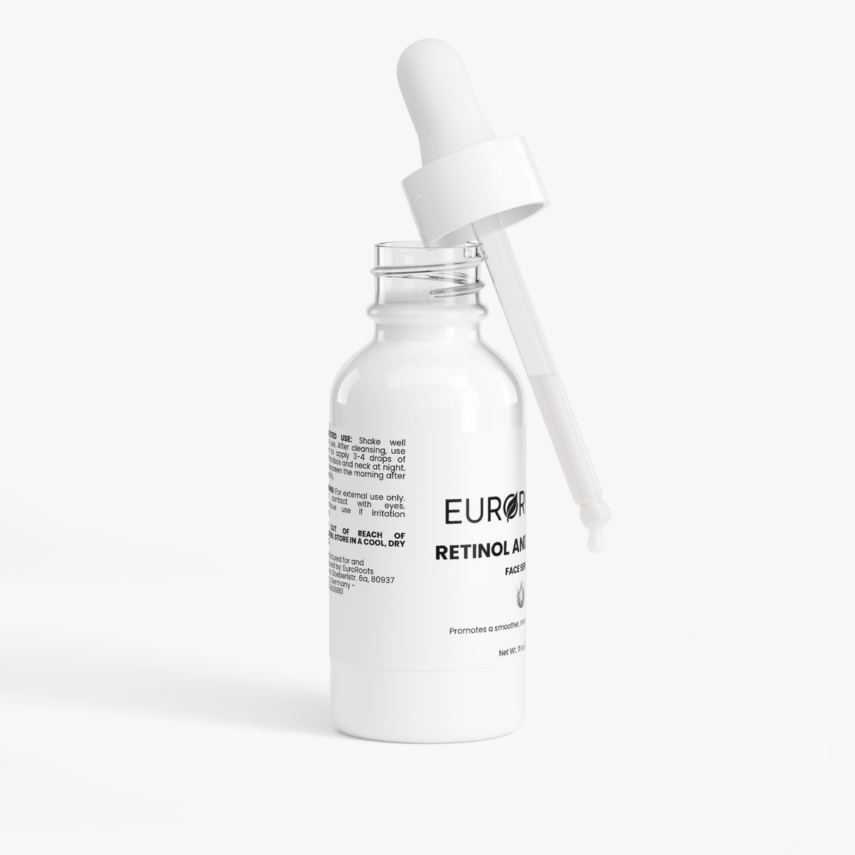 Retinol, Peptides, Serum, Face Serum, side view, opened