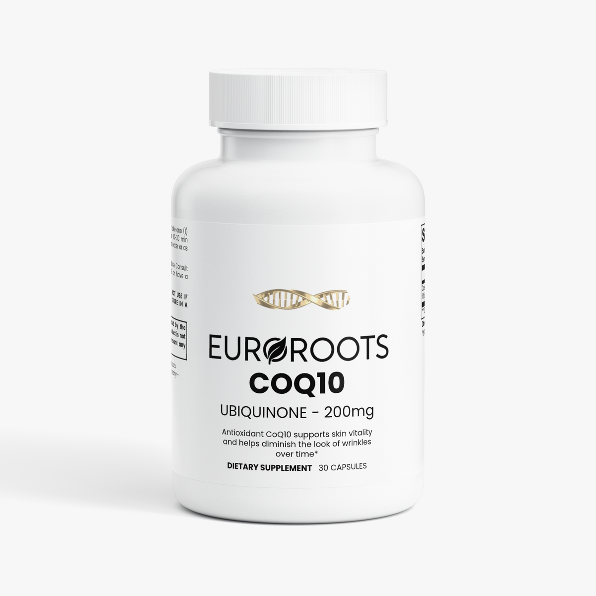 CoQ10, UBIQUINONE, 200mg, capsules, bottle, front view