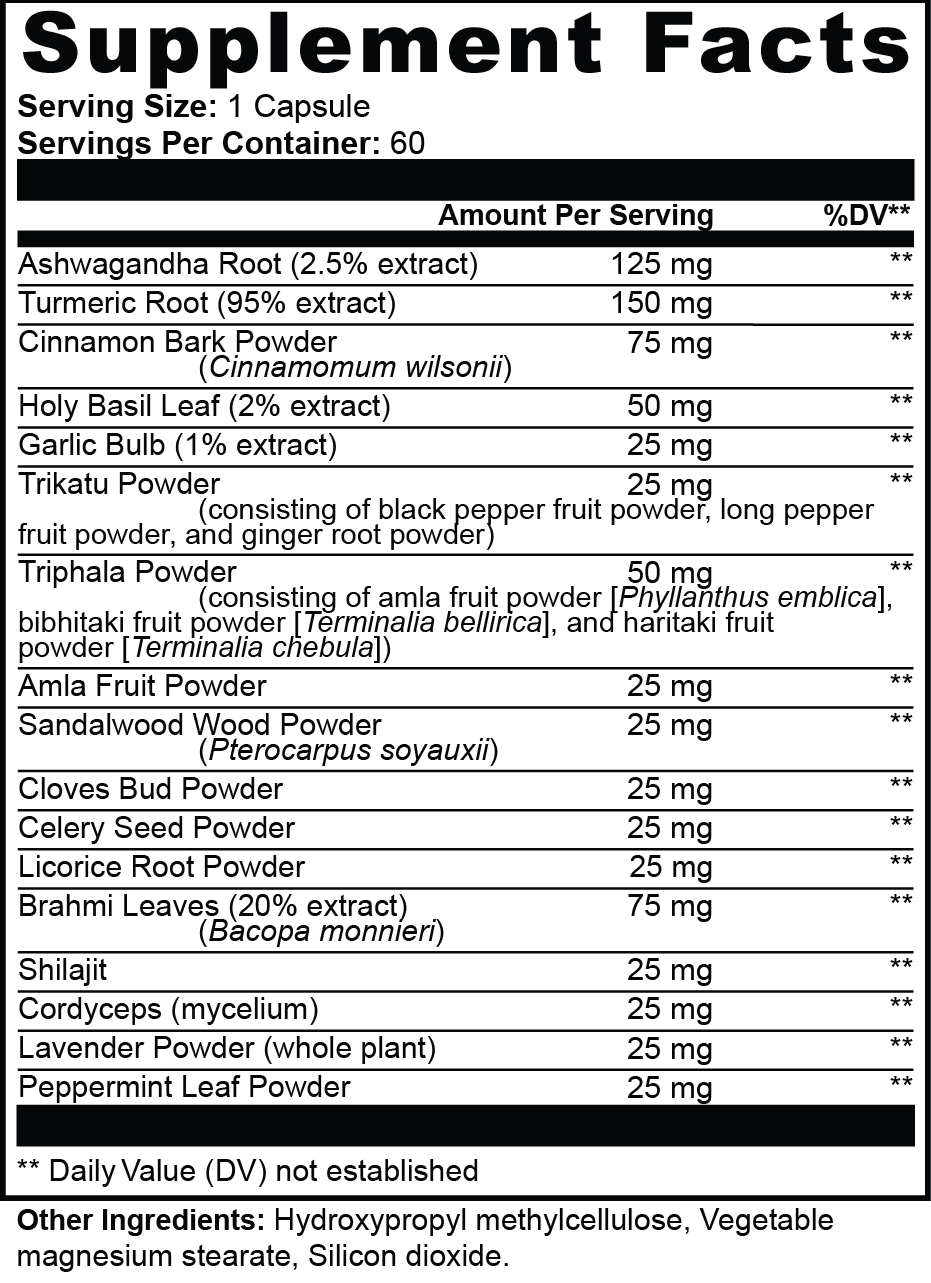 EUROROOTS supplement label panel with dark printed text on bottle