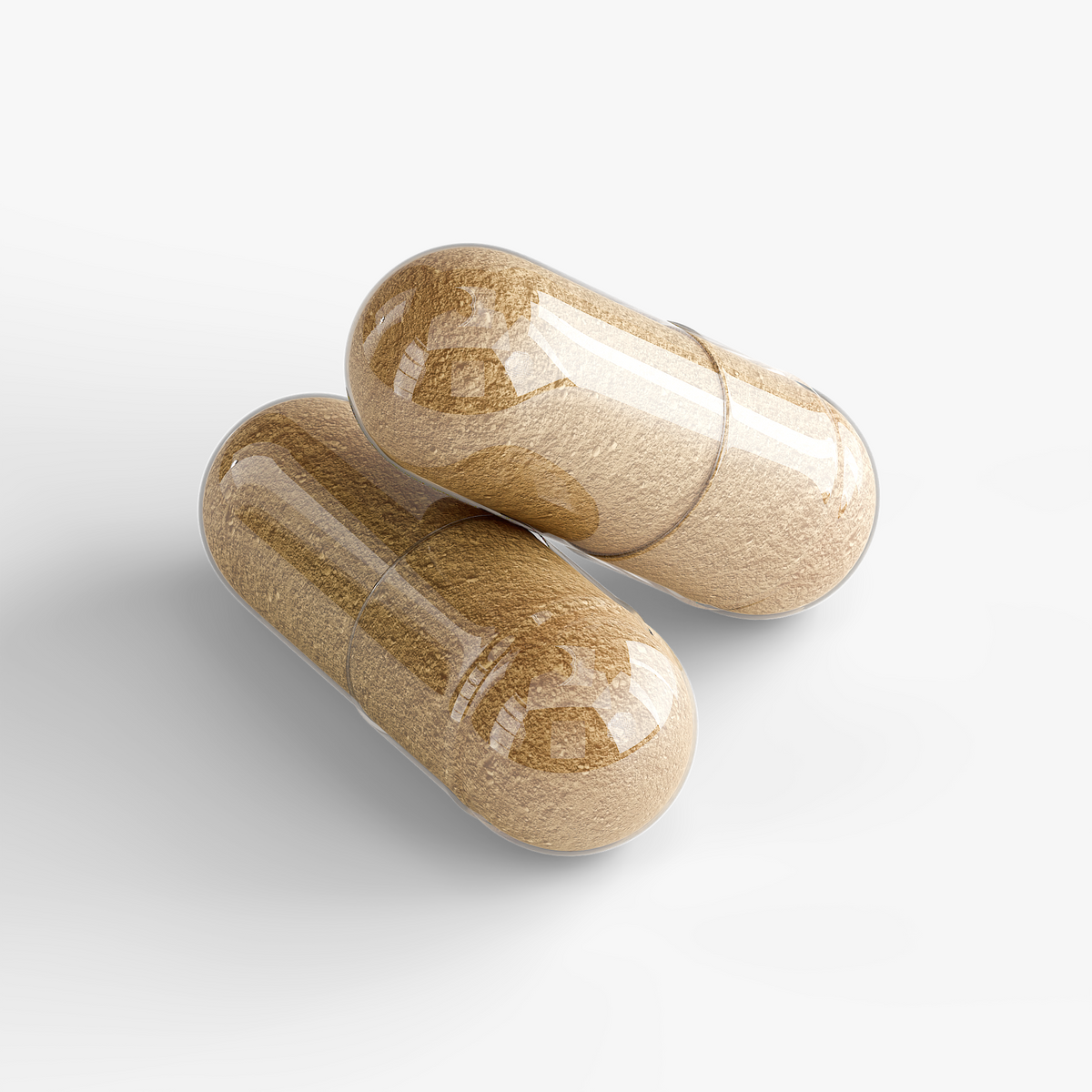 Gold-colored softgels for EUROROOTS supplement, two capsules shown